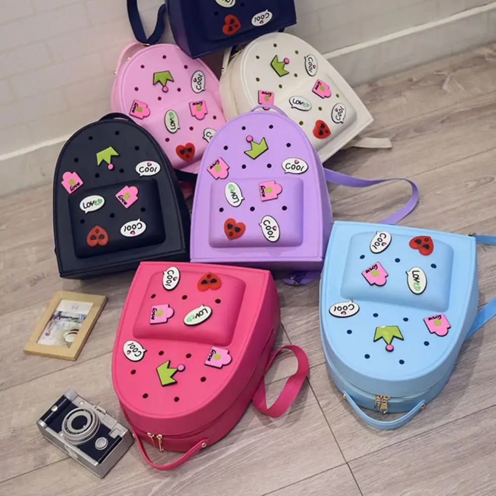 Cartoon Adjustable Straps Silicone Backpack Zippered Soft Kids Schoolbags Waterproof Durable Kindergarten Knapsack Ladies