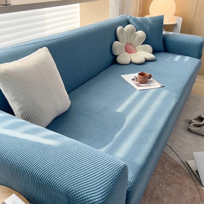 Solid Color Sofa Cover Fashion Knitted Elastic Full-Enacted Anti-Slip Soft Sofa-Set Four-Seasons General Dust Sofa-Cushion