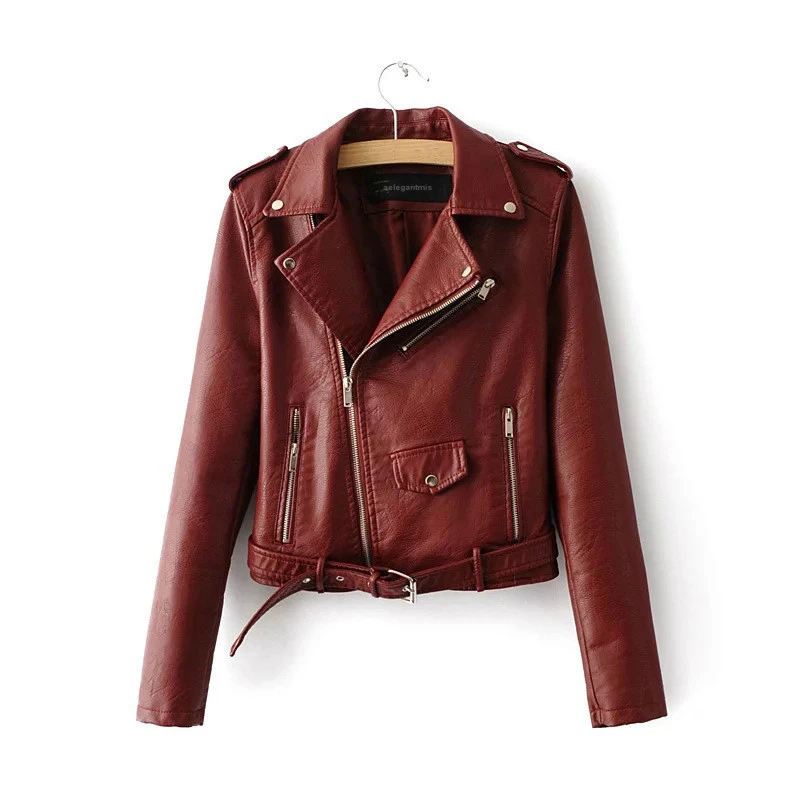 Chaquetas básicas con capucha para mujer, abrigos informales de cuero negro con cremalleras, chaqueta de motocicleta para niña 2022