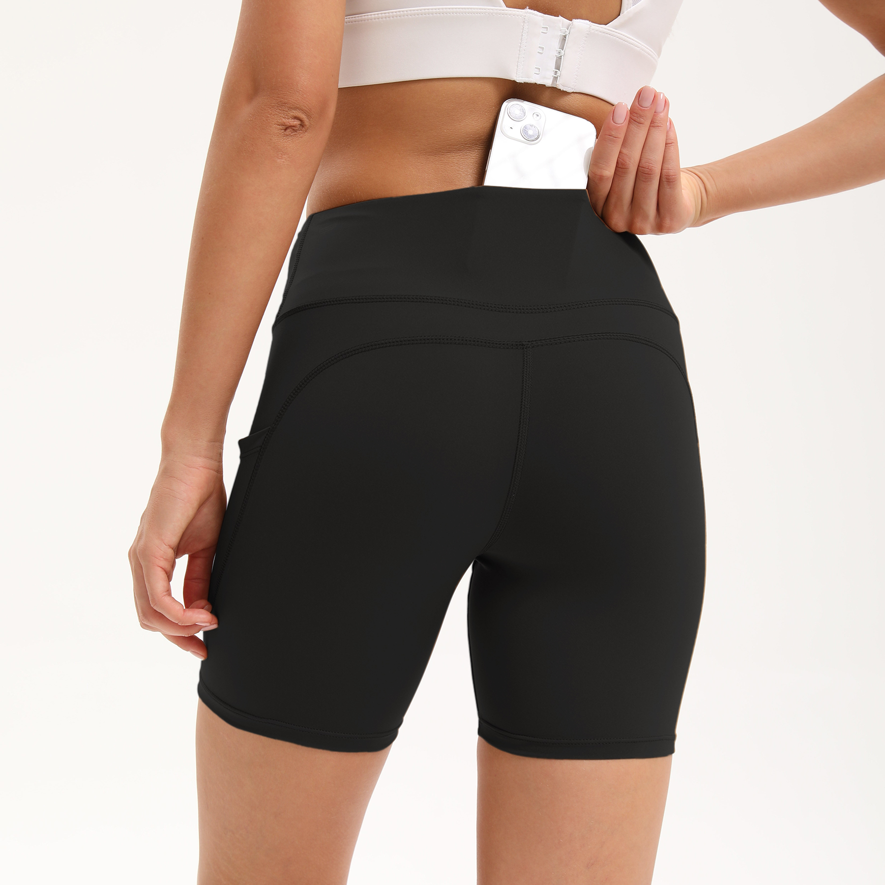 ผู้หญิงโยคะ Legging สั้นเอวสูงฟิตเนสกางเกงแห้งเร็วขี่จักรยานออกกําลังกายกางเกงขาสั้น Breathable กางเกงกีฬากระเป๋าด้านข้าง