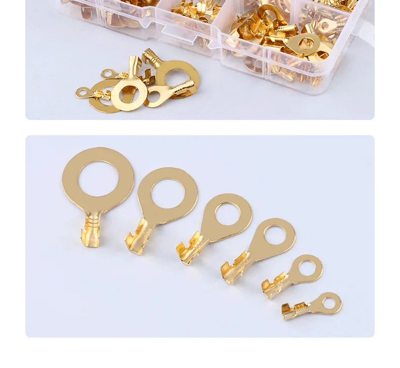 150pcs/set Round Terminal Block DJ431 O-type Lugs Terminals Cold-Pressed Connector Copper Tab Wiring Nose Combination Set steel