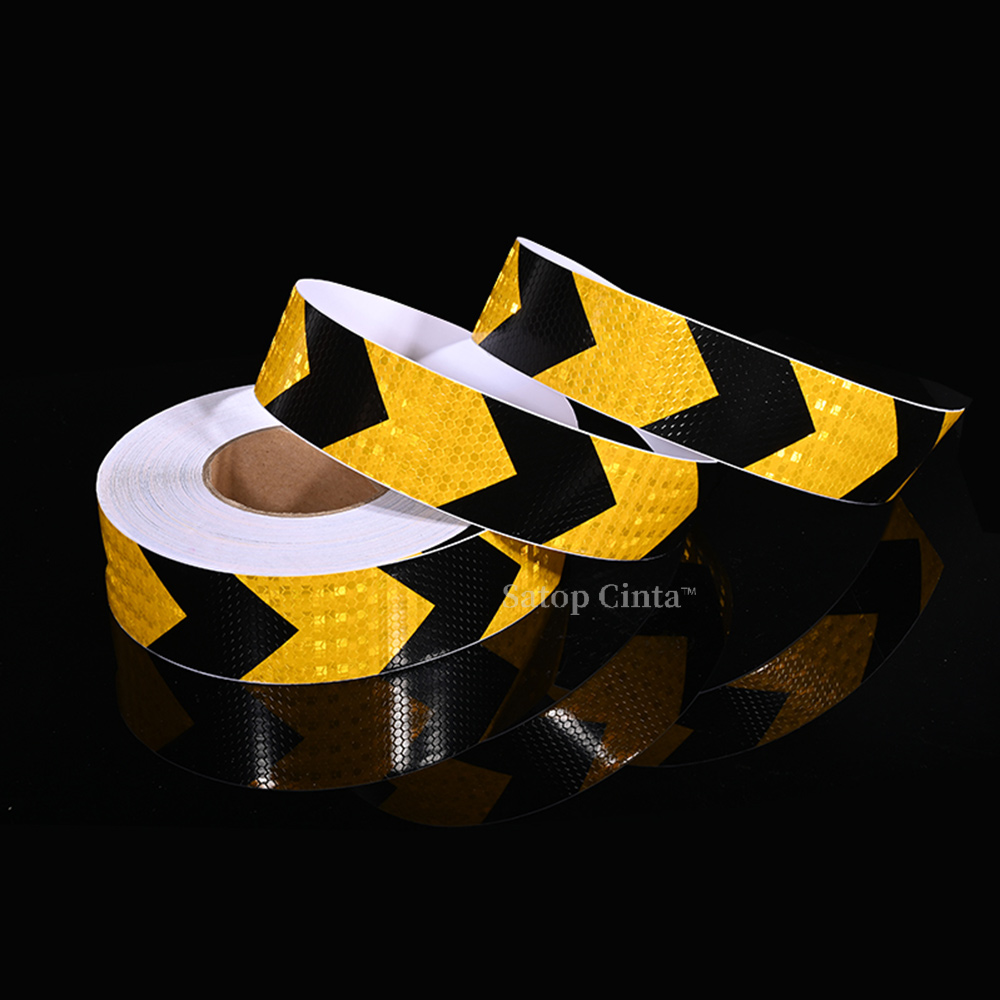 5cm/10cm/20cm*5M Arrow Reflective Hazard Safety Tapes Yellow-Black Warning Caution Reflectors Strips Adhesive Stickers For Trail