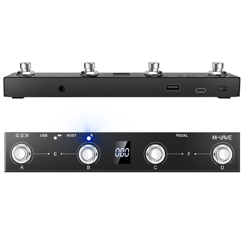 M-VAVE Chocolate Plus draadloze 4-knoppen voetschakelaar Ondersteunt MIDI Host Interface-bedieningsfunctie Midi-controllertoetsenbord