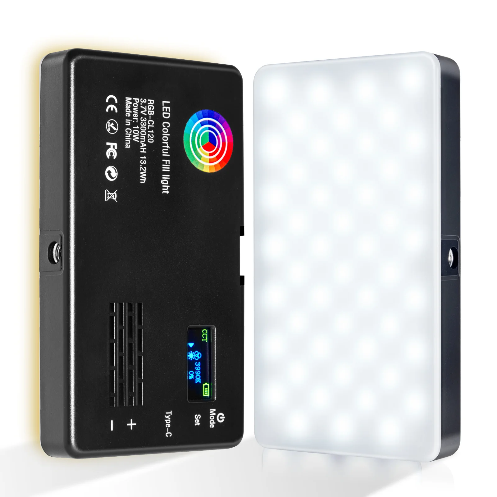 Luz LED RGB para cámara, Kit de lámpara de vídeo con salida a todo Color, Panel de luz bicolor regulable 2500K-8500K CRI 95+