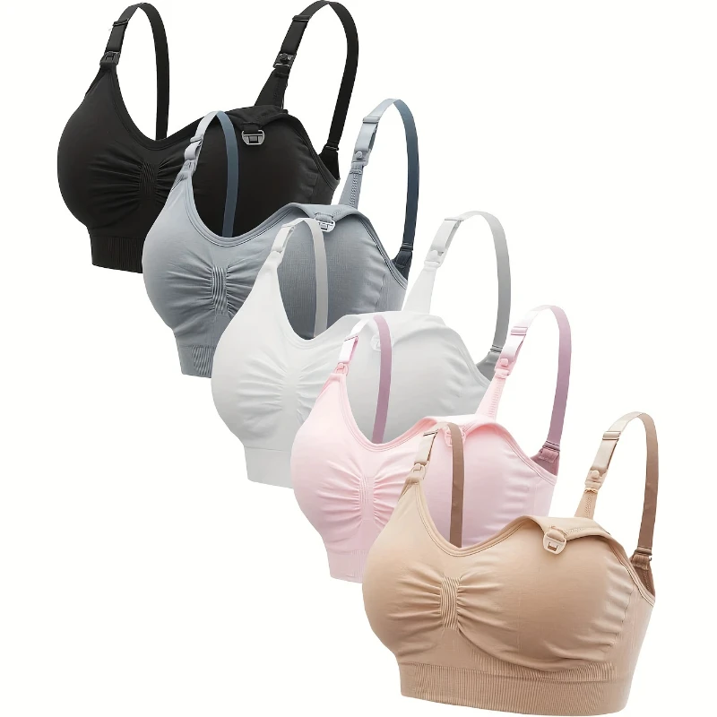 5 Pcs High Quality Plus Size Nursing Bra Breathable Women Breastfeeding Underwear Seamless Maternity Bra Push Up