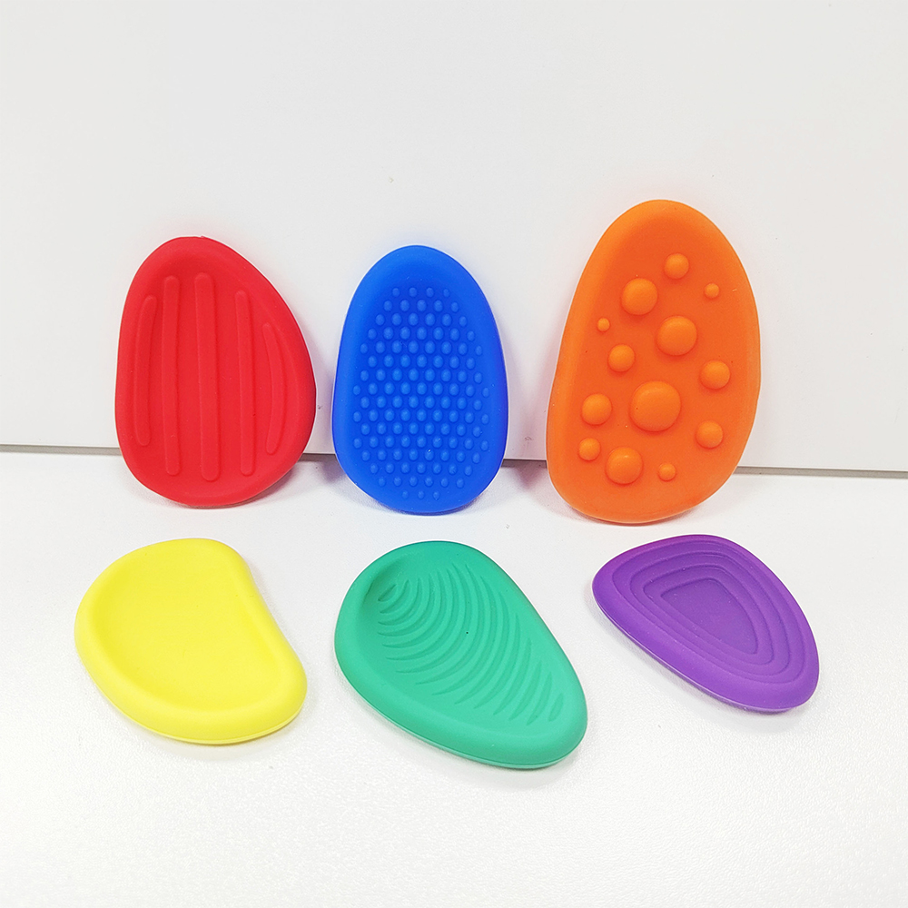 Brinquedos fidget adultos sensoriais pedra de silicone 6 pacote texturizado para autismo crianças calmante brinquedos de alívio do estresse
