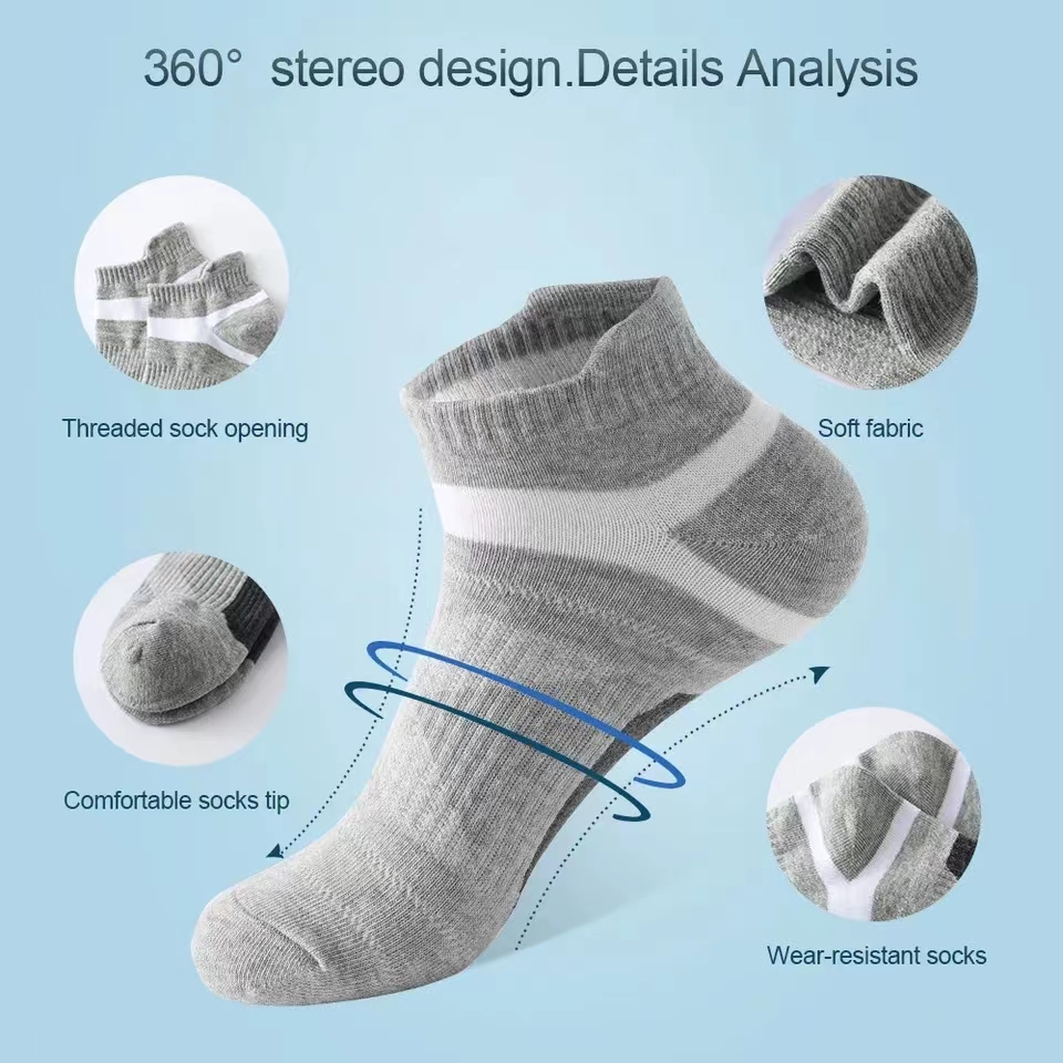 5 pares de calcetines de alta calidad para hombre, calcetines de algodón informales para exteriores de verano, calcetines tobilleros negros cortos transpirables, calcetines deportivos para correr, talla 38-45