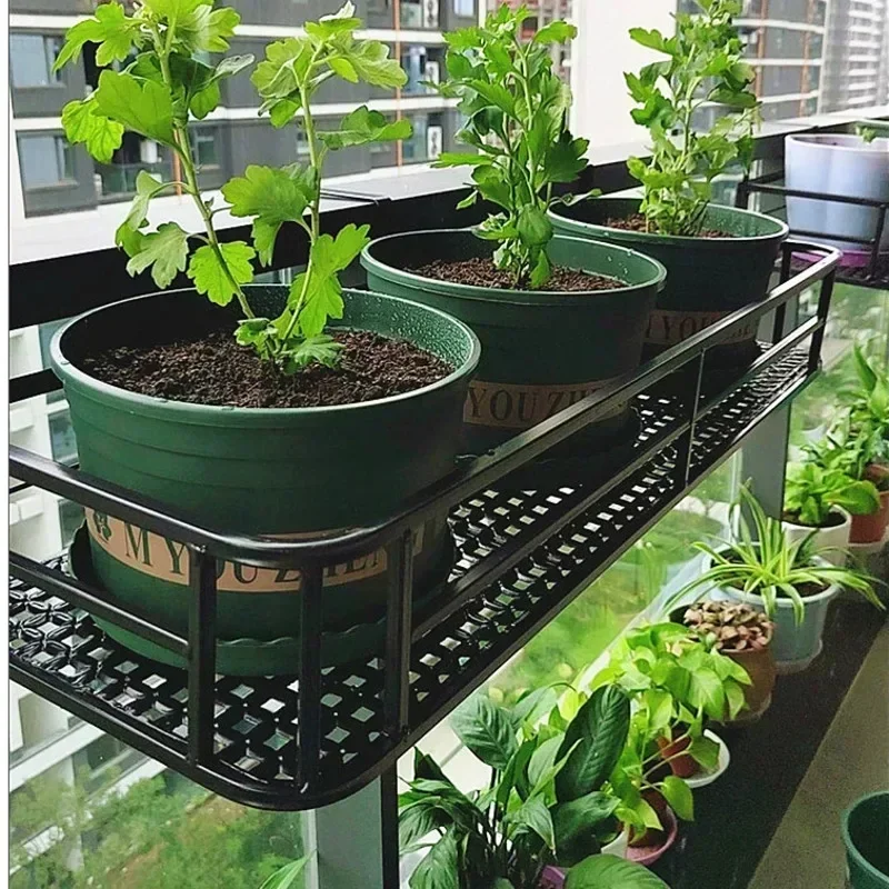 Support de fleurs de Style européen, organisateur de Rail de balcon d'art en fer extensible, support de Pot suspendu décoratif élégant, espace vert urbain