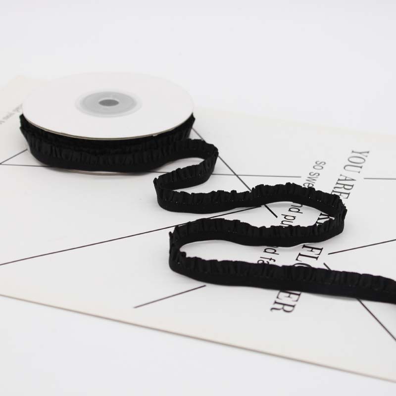 5 Yard 1 cm plissiertes Stretch-Spitzenbesatzband, gekräuseltes elastisches Band, DIY-Stirnband, Unterwäsche, Kleid, dekorative Bänder, Nähzubehör