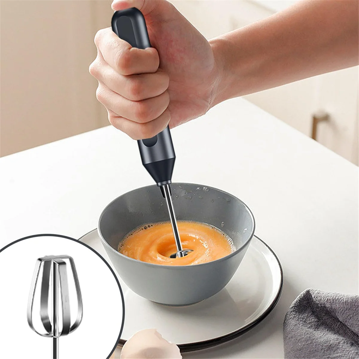 A72P Electric Hand Mixer,Stainless Steel Stirring Whisk,Immersion Blender Cordless Hand Mixer Whisk,3Speed Adjustable Frother