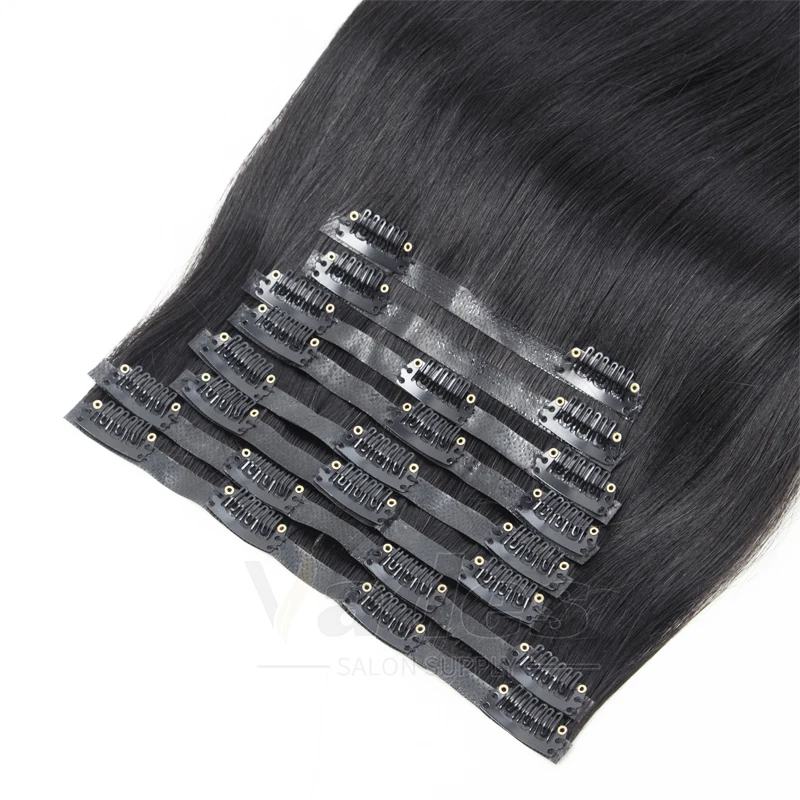 Clip de trame Invisible en PU dans l'extension de cheveux humains pince injectée dans la Machine de trame de cheveux Remy 12 "-24" 7 pièces pince droite en soie sur les cheveux