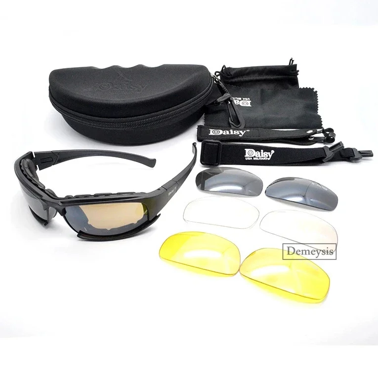 Daisy-Gafas polarizadas tácticas para deportes al aire libre, Gafas de sol con 4 lentes, caja Original, Gafas para disparar y senderismo