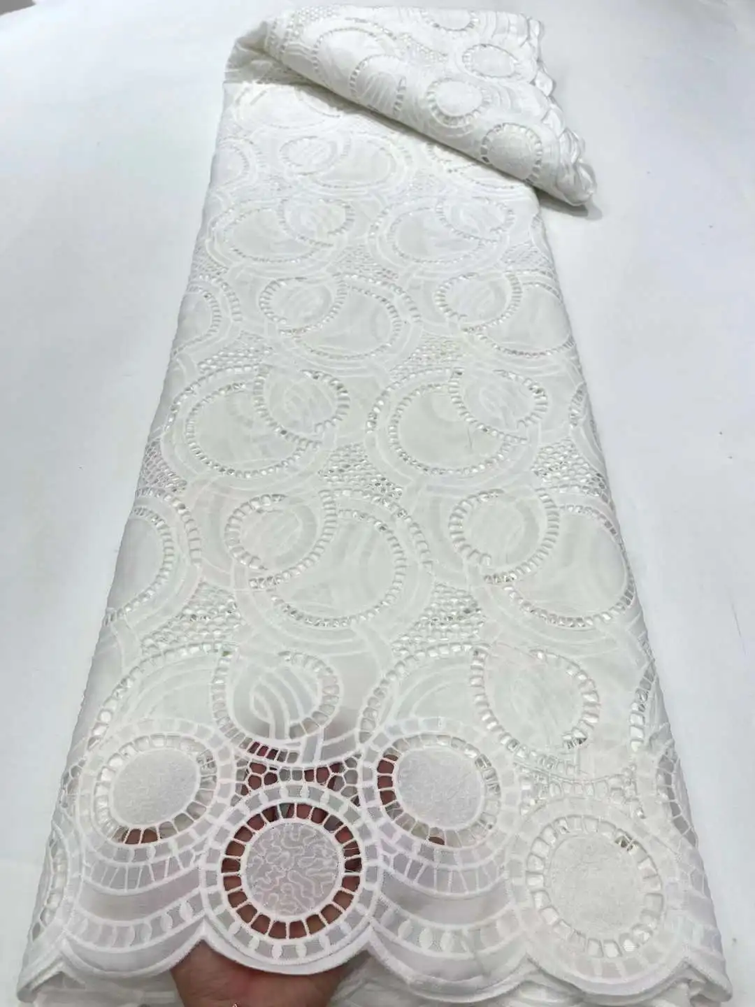 ナイジェリアのハイコットンレース生地,スイスのベールレース,刺繍されたアフリカのドライレース,ウェディングドレス用,2023