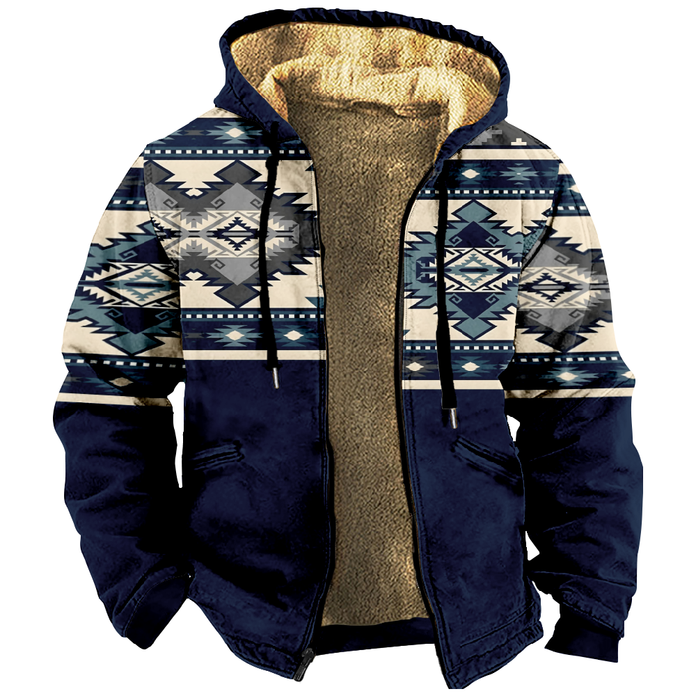 Sudaderas con capucha de manga larga con cremallera para hombre, chaqueta de tribo azteca Retro informal de invierno para hombre/mujer, ropa, sudadera, prendas de vestir exteriores