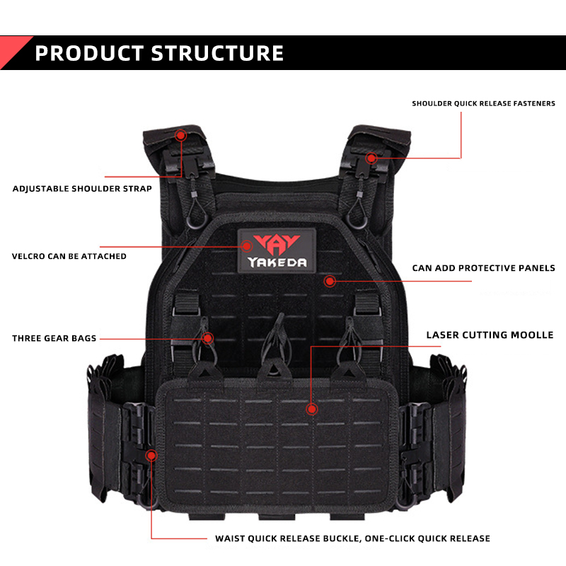 YAKEDA Tactical Vest Outdoor Hunting Plate Carrier Protective Adjustable Vest Airsoft Carrier Combat Equipment