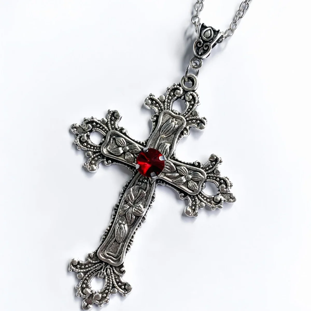 Y2K PunkคริสตัลBig Crossสร้อยคอจี้สําหรับหญิงชายGothicไม่สม่ําเสมอCross Clavicle Chainสร้อยคอความงามเครื่องประดับ