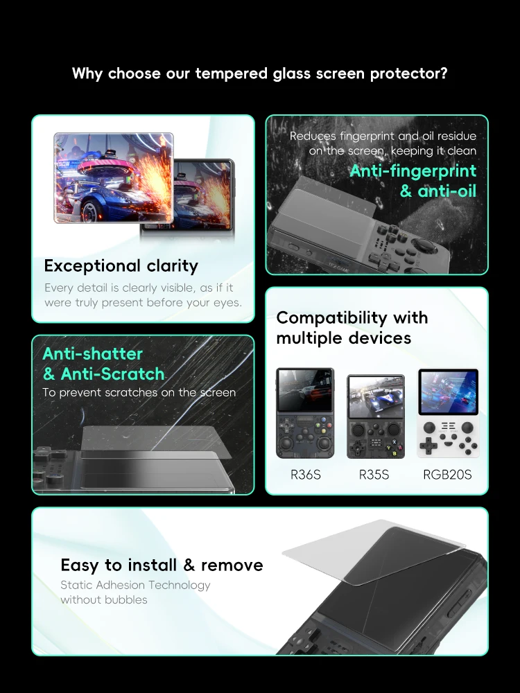 DATA FROG R36S Screen Protector Tempered Glass Protector dla R35S RGB20S Retro Handheld Game Console Akcesoria
