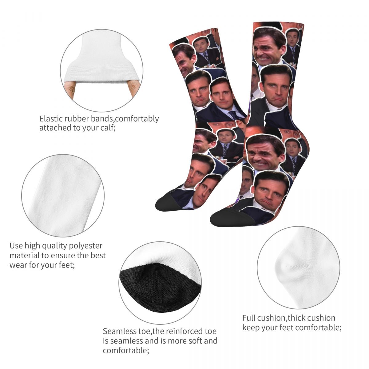 Meme The Office Michael Scott TV Show Unisex Winter Socks Hip Hop Happy Socks street style Crazy Sock