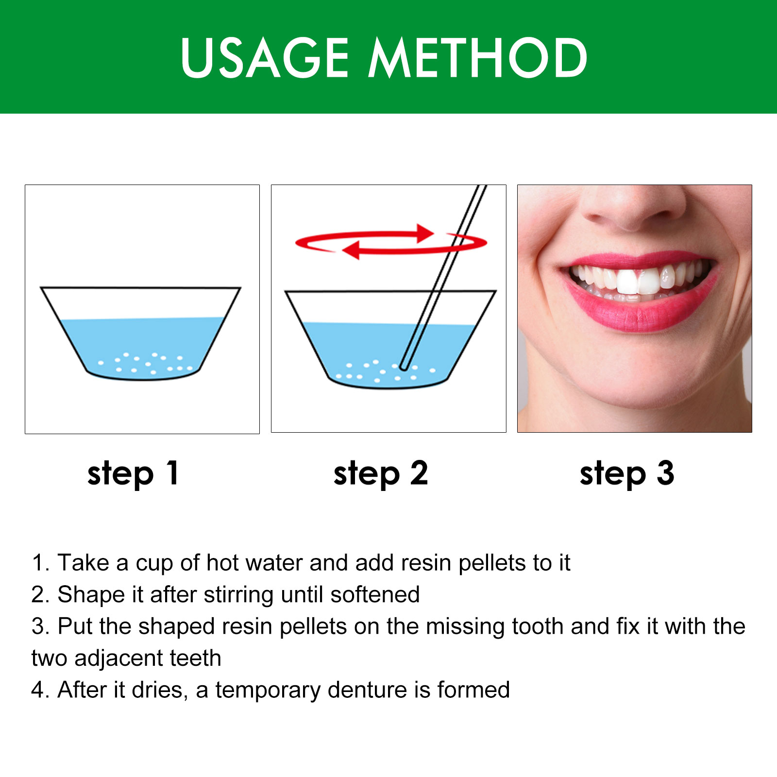 Kit de reparación dental temporal, huecos, dientes postizos, pegamento sólido, adhesivo para dentadura, blanqueamiento dental, herramienta de belleza para fijar el diente