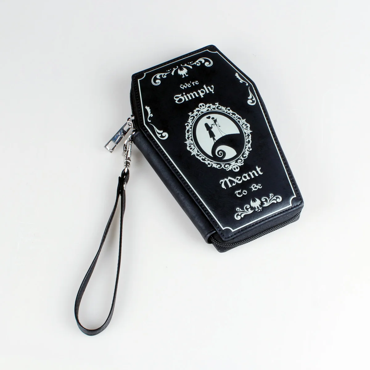 Monedero con diseño de ataúd de estilo oscuro, bolso de mano con patrón de Halloween, cartera con cremallera, monedero de moda de cuero PU