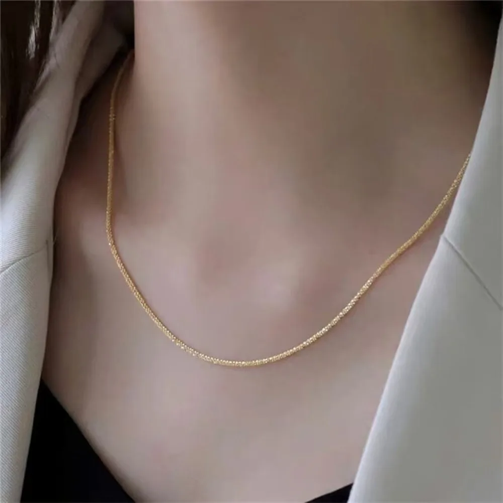 ใหม่ยอดนิยมเงินสีประกาย Clavicle CHAIN สร้อยคอ Choker สําหรับผู้หญิงเครื่องประดับงานแต่งงานของขวัญ
