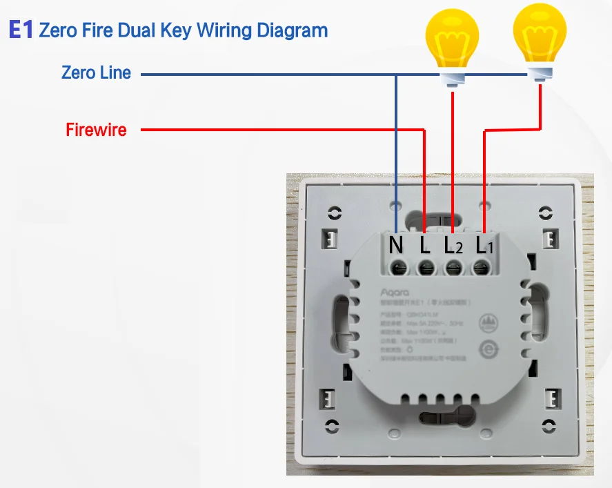 Aqara E1 interruptor de pared con Neutral NO Neutral Smart Home ZigBee 3,0 interruptor de luz de llave inalámbrico para aplicación Xiomi Mi Home