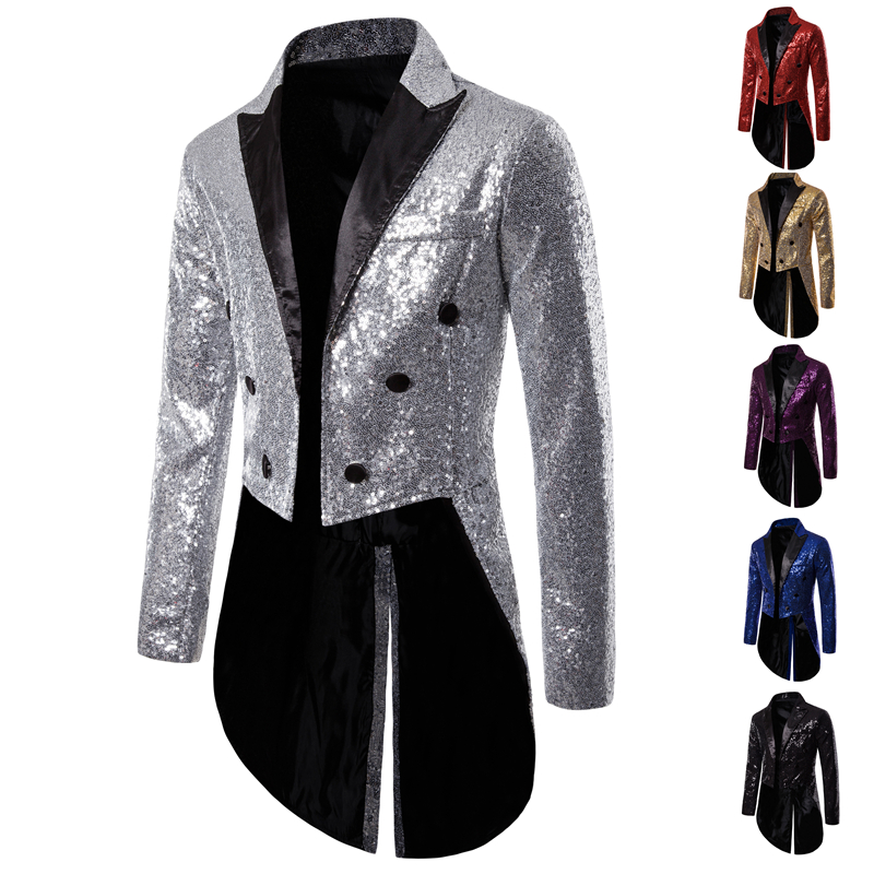 Männer Shiny Pailletten Glitter Verziert Blazer Jacke Männer Nachtclub Prom Anzug Blazer Kostüm Homme Sänger Bühne Kleidung Smoking neue