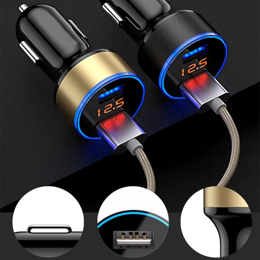 Samochodowa ładowarka samochodowa 3A 15W z podwójnym portem USB Zapalniczka samochodowa Woltomierz LED do wszystkich typów ładowarek do telefonów komórkowych Smart Dual USB