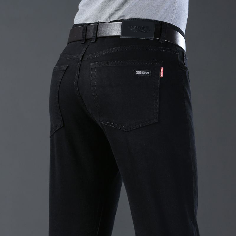 Frühling Herbst Vintage Schwarz Business Jeans Männer Casual Gerade Stretch Klassische Arbeit Denim Hosen Koreanische Komfortable Marke Hose