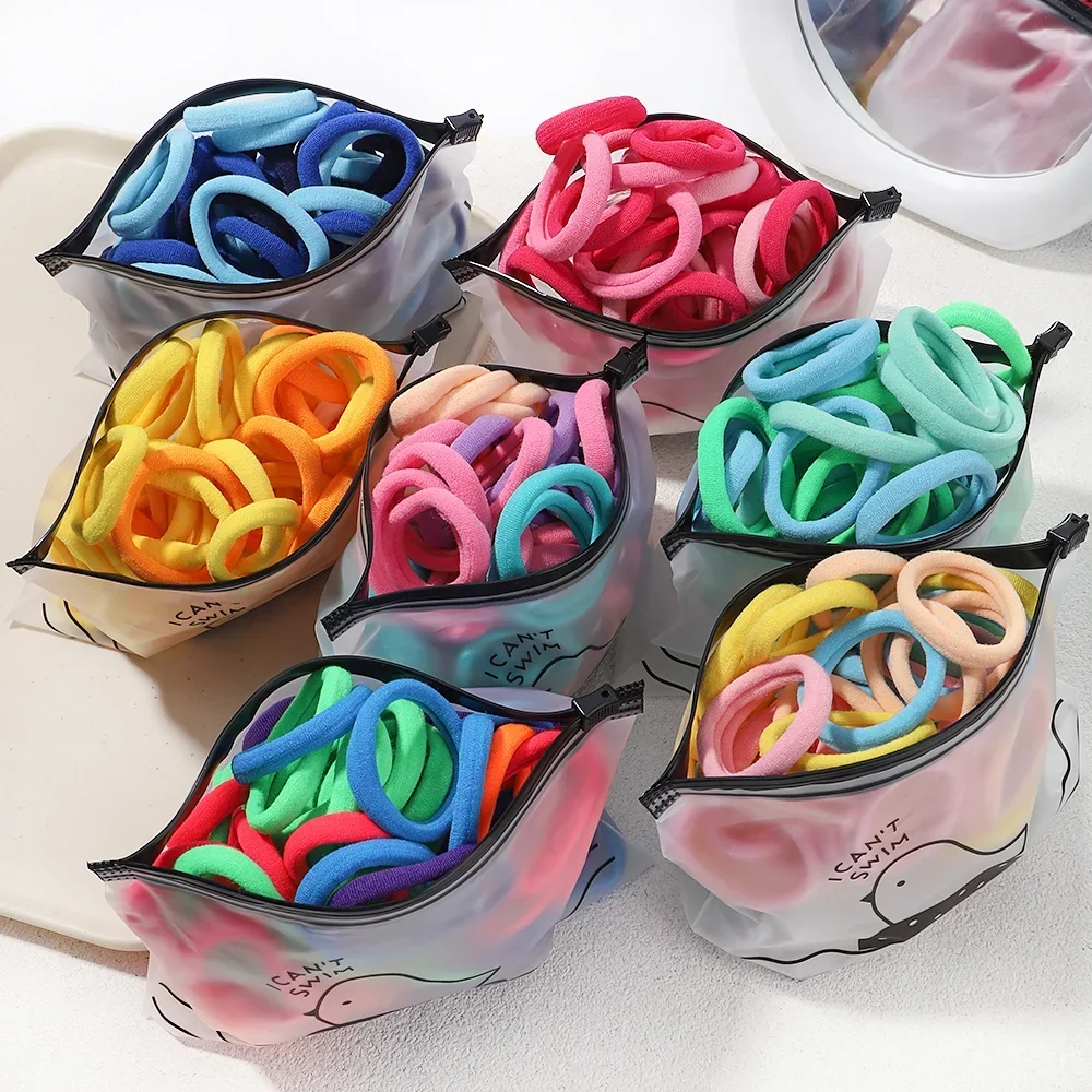 30/50/100 unids/lote, bandas para el cabello de colores mezclados para niña, lazos básicos para el cabello, diadema elástica, accesorios para el cabello para mujer, soporte para cola de caballo