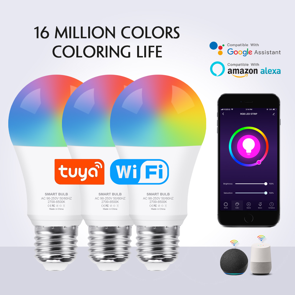 Tuya E27 Led-leuchten Birne RGB CW WW Wifi Led Lampe Alexa Smart Birne Kompatibel Mit Google Assistent Für Smart Home Dekoration