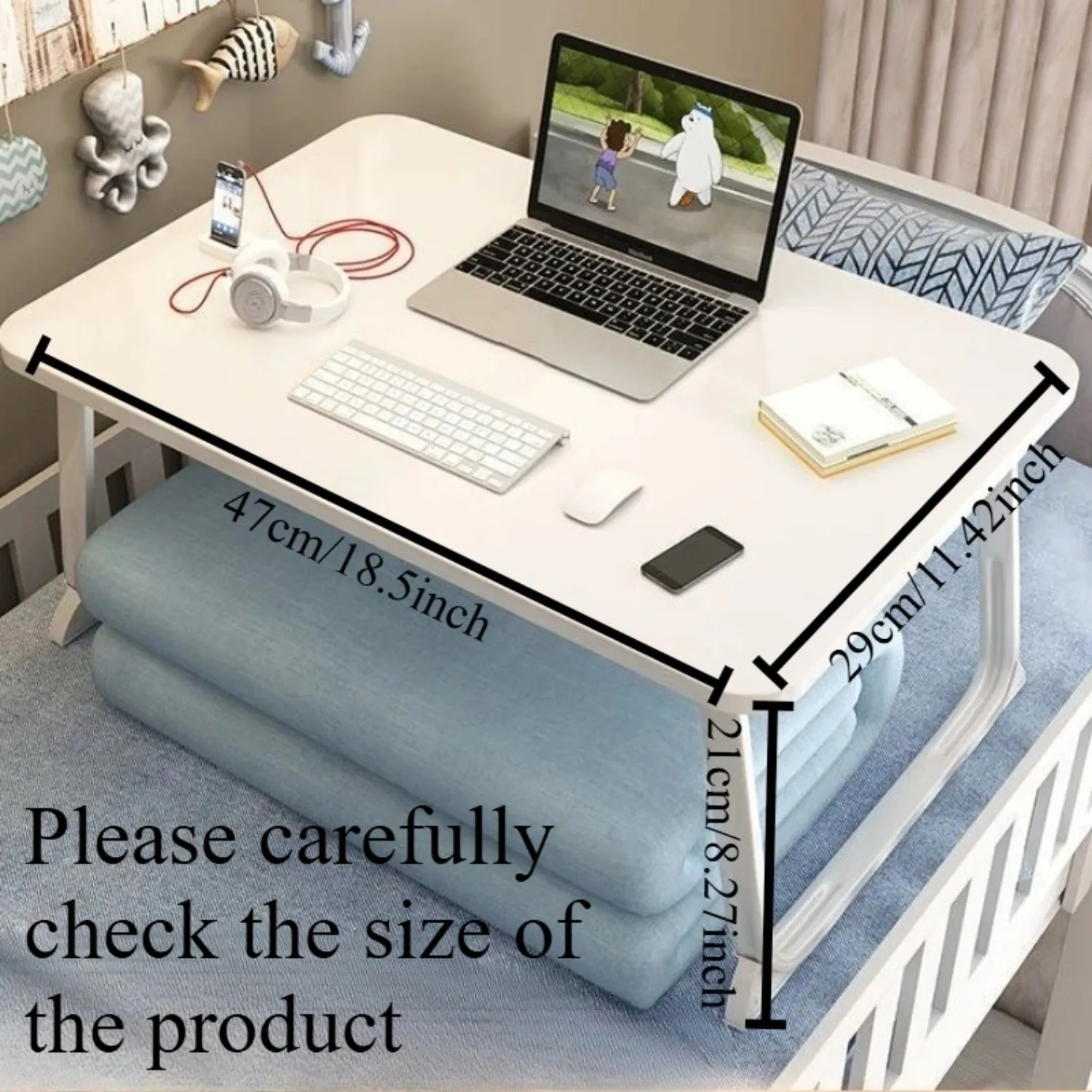 1pc Portable Ergonomic Cork Lap Desk with Bamboo Finish, Work Ergonomic Stand,Foldable Desk Design,Stable Desk Design