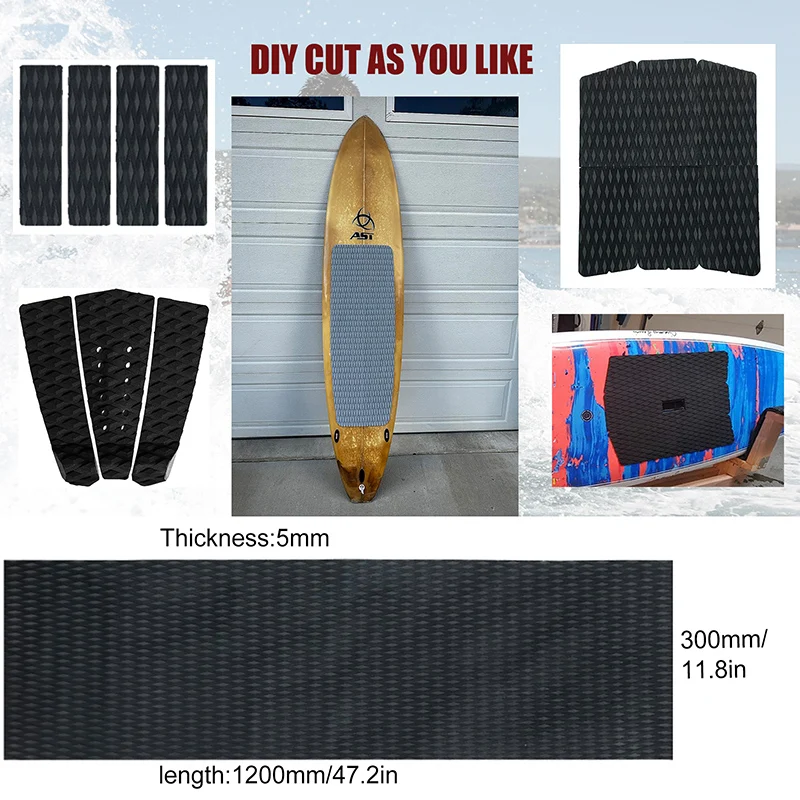 120*30 ซม.EVA กระดานโต้คลื่น Traction Pad Non-SLIP Diamond Grip MAT Trimmable แผ่น KAYAK สเก็ตบอร์ด Skimboard เรือยนต์บันได RAMP