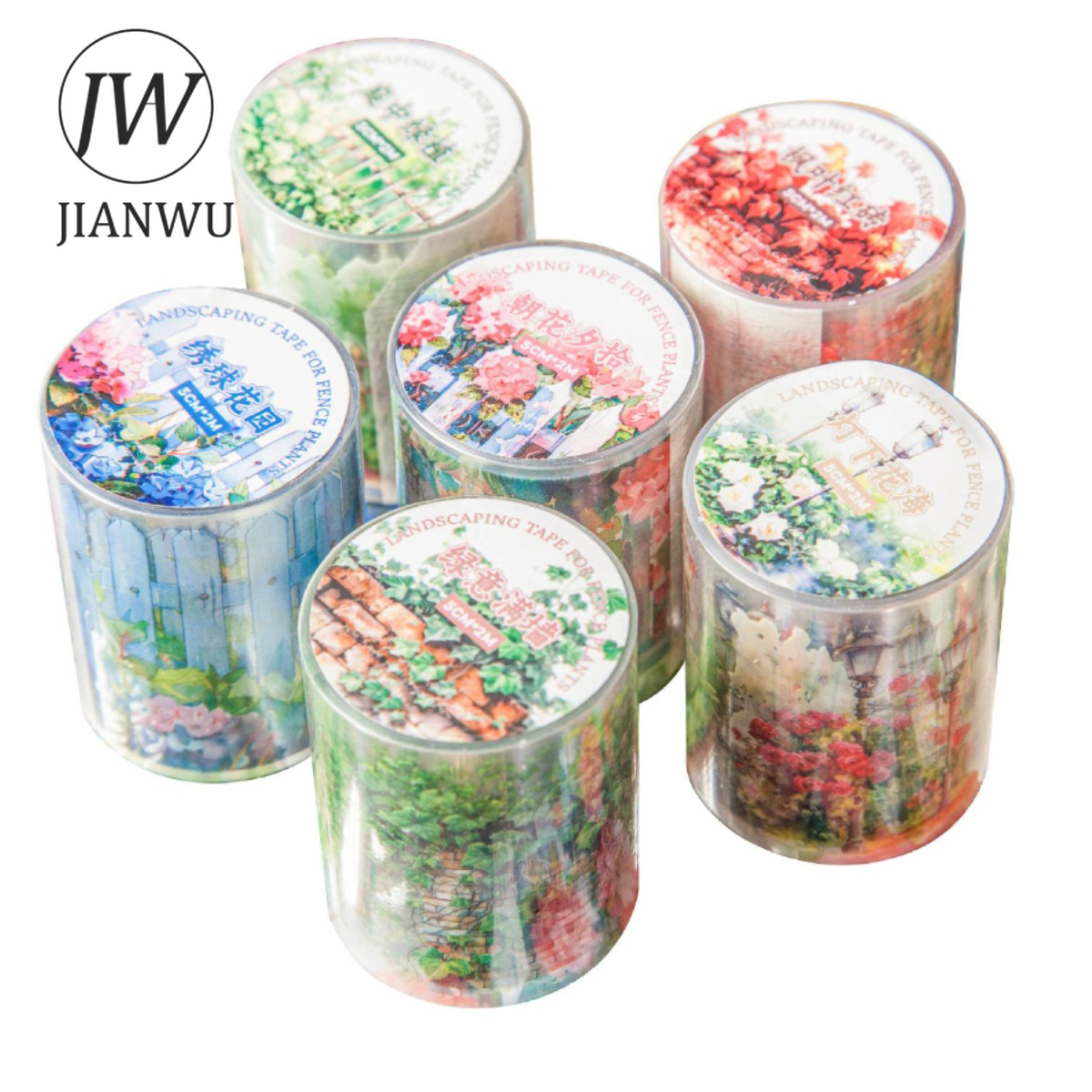 Jianwu 50มม. * 200ซม. ชุดอุปกรณ์จัดสวนดอกไม้แนววินเทจเทปผ้าคอลลาจเครื่องเขียนสมุดบันทึกงานประดิษฐ์ทำมือสร้างสรรค์