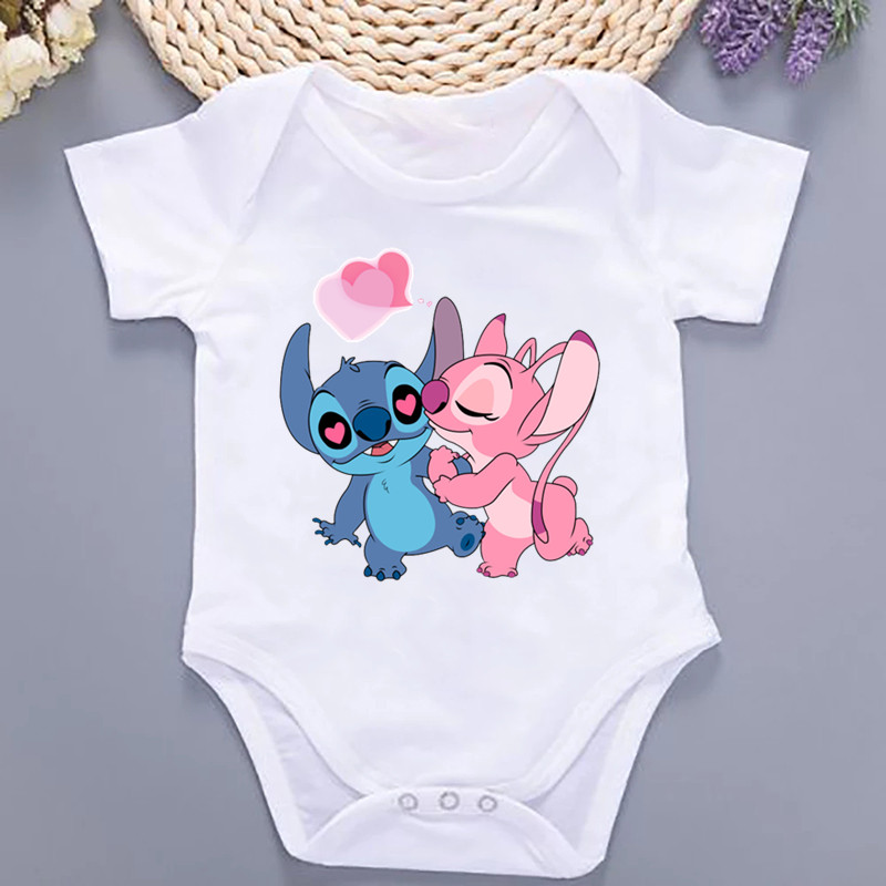 Pasgeboren Baby Zomer Rompertjes Baby Body Korte Mouw Jumpsuit Cartoon Lilo & Stitch ropa bebe Baby Jongen Meisje Kleding