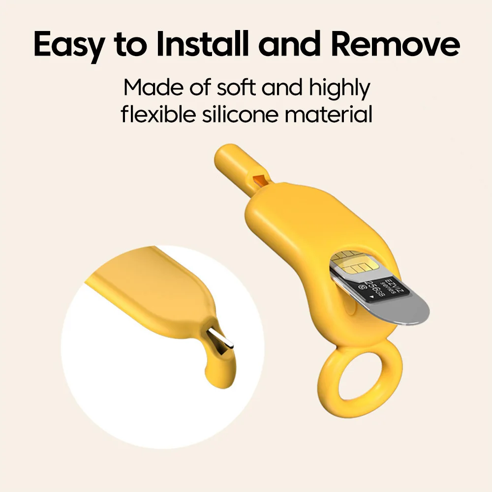Smile Face Anti-Loss Eject Pin Case Memory SIM Card Holder Portable SlM Long Card Pin Keychain Ring