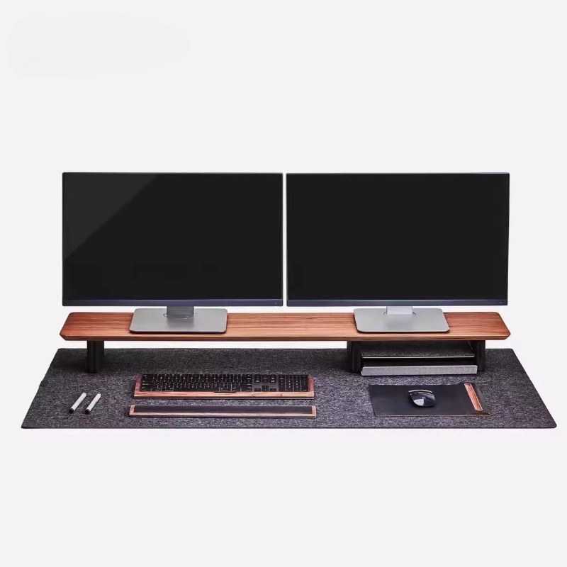 พรีเมี่ยมไม้วอลนัทสีดําขาตั้ง Office Riser สําหรับหน้าจอคอมพิวเตอร์ยาวพิเศษชั้นวางแล็ปท็อปเดสก์ท็อป Management ชั้นวางของ