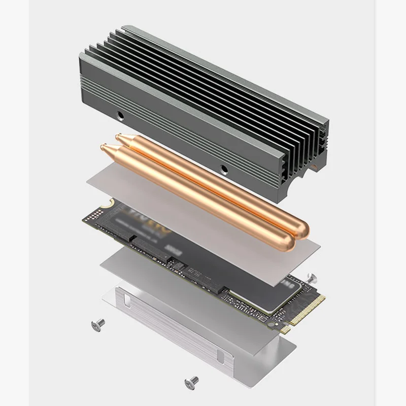 TEUCER M.2 2280 SSD Dissipador de calor com almofada térmica 2 tubos de calor Radiador de unidade de estado sólido para M.2 NVMe 2280 SSD Cooler