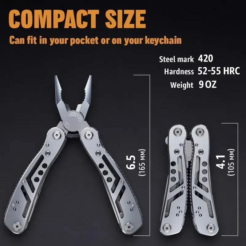 Pinza multiutensile 24 in 1 multiutensile con ​ Multiutensile professionale per regali di sopravvivenza, campeggio e caccia per uomo, papà, banda Hus