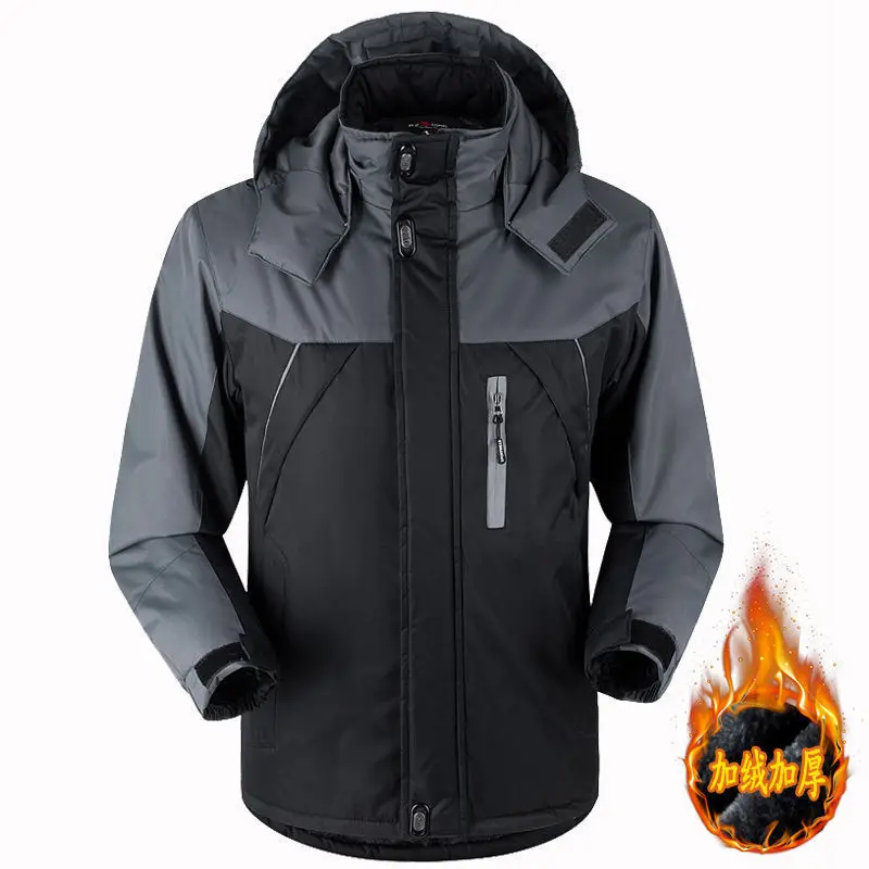 ฤดูหนาวผู้ชาย Thicken WARM เสื้อขนแกะกันน้ําเดินป่าสกี Plus กํามะหยี่ Windbreaker แจ็คเก็ตที่ถอดออกได้ Hooded ขนาดใหญ่ Parkas