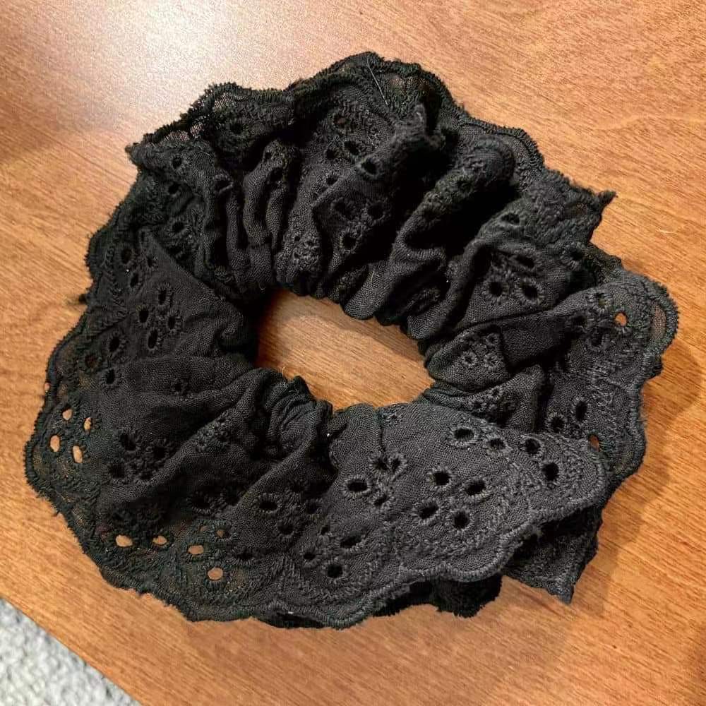 ลูกไม้ Scrunchies สําหรับผู้หญิงผมวงยืดหยุ่นผมหางม้าผู้ถือ Tie สีทึบผม Hoop Scrunchy ยางผู้หญิงแหวนผม