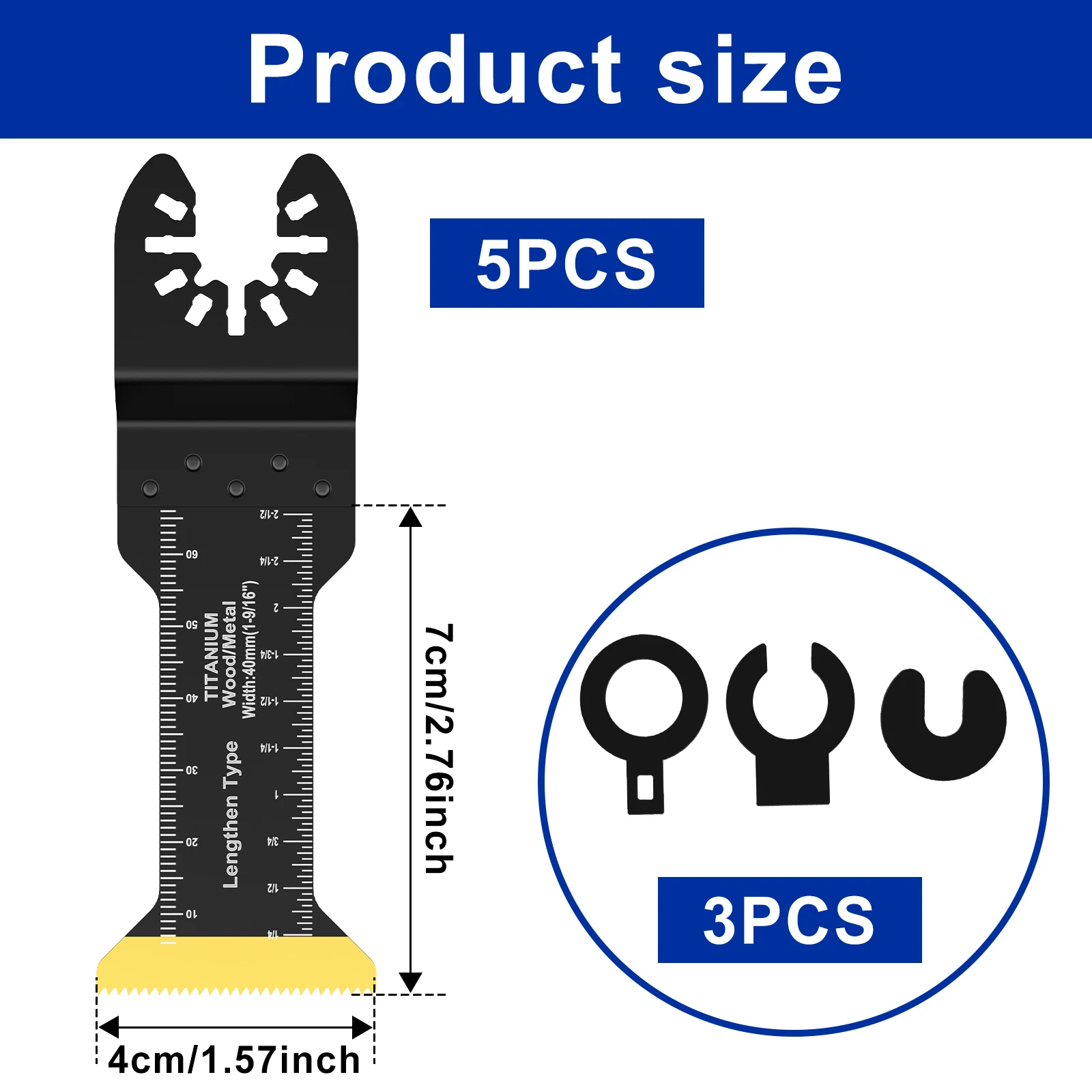 5/3pc Oscillating Saw Blade Set Bimetal Multitool Blade Sharp Multi Cutter Blade for Wood Plasterboard Plastic Cutting Blades