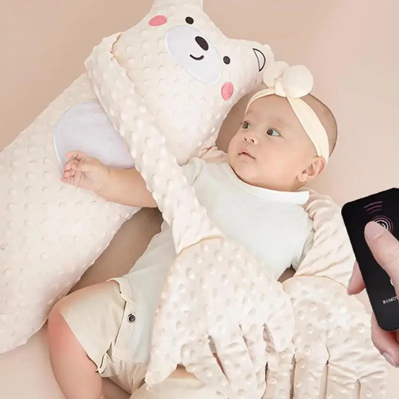 Baby Sleep Soother Automatic Palm Patting Stuffed Animal Pillow with Adjustable Speed Remote Control for Baby Startle Prevention