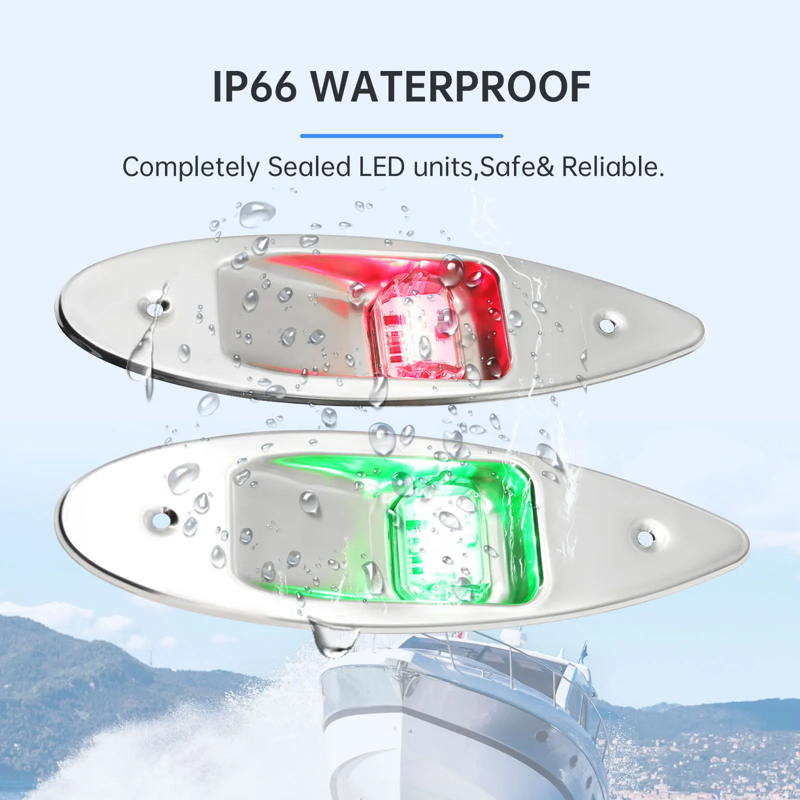 12V LED Navigationslicht Marine Boot Signal Warnung Wasserdichte Lampe Boot Seite Bug Pontons Licht Korrosionsbeständig Rot & Grün