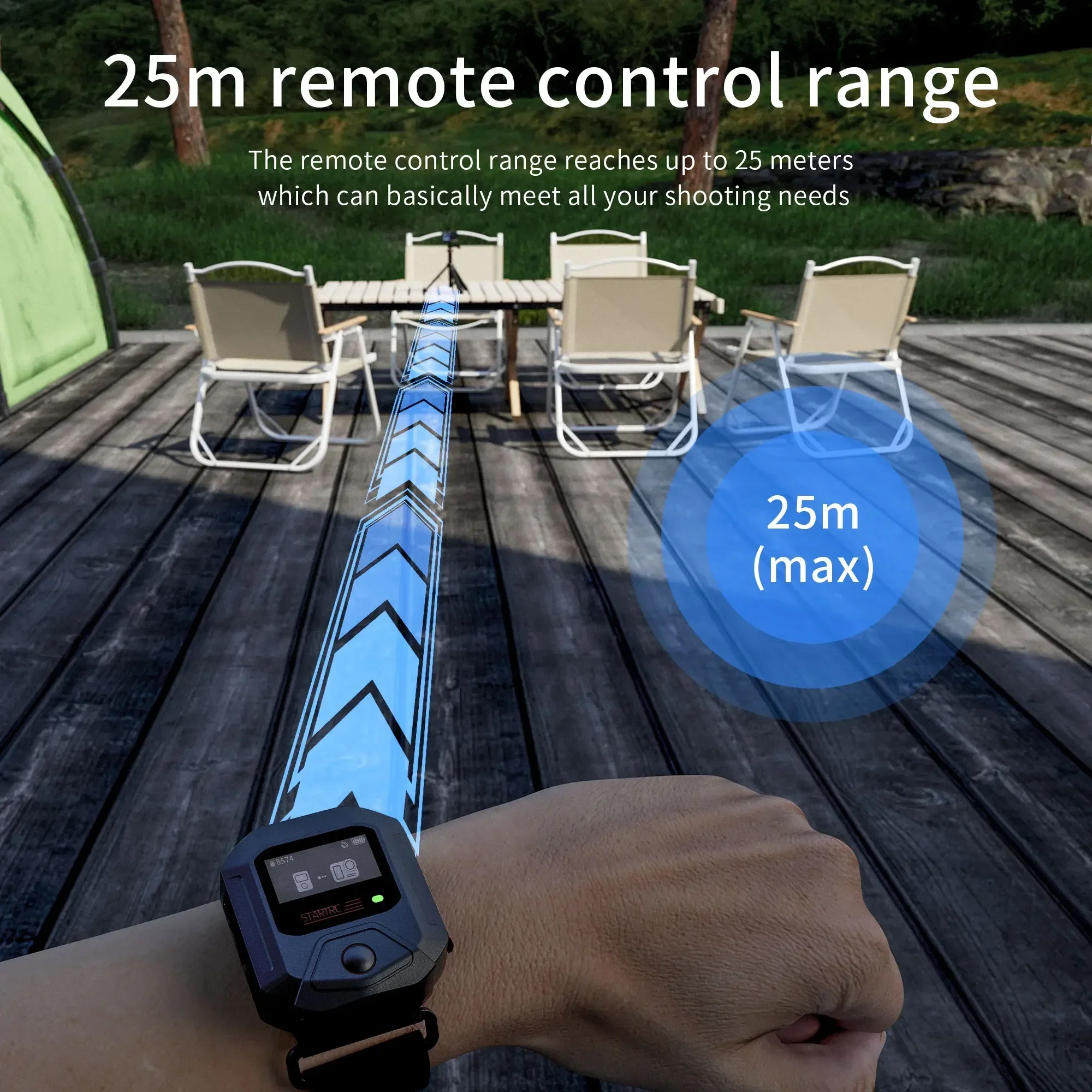 Action 5 Pro GPS Bluetooth Remote Controller For DJI Action 4 Sport Camera Accessories 25M Wireless Remote Control Wrist Watch