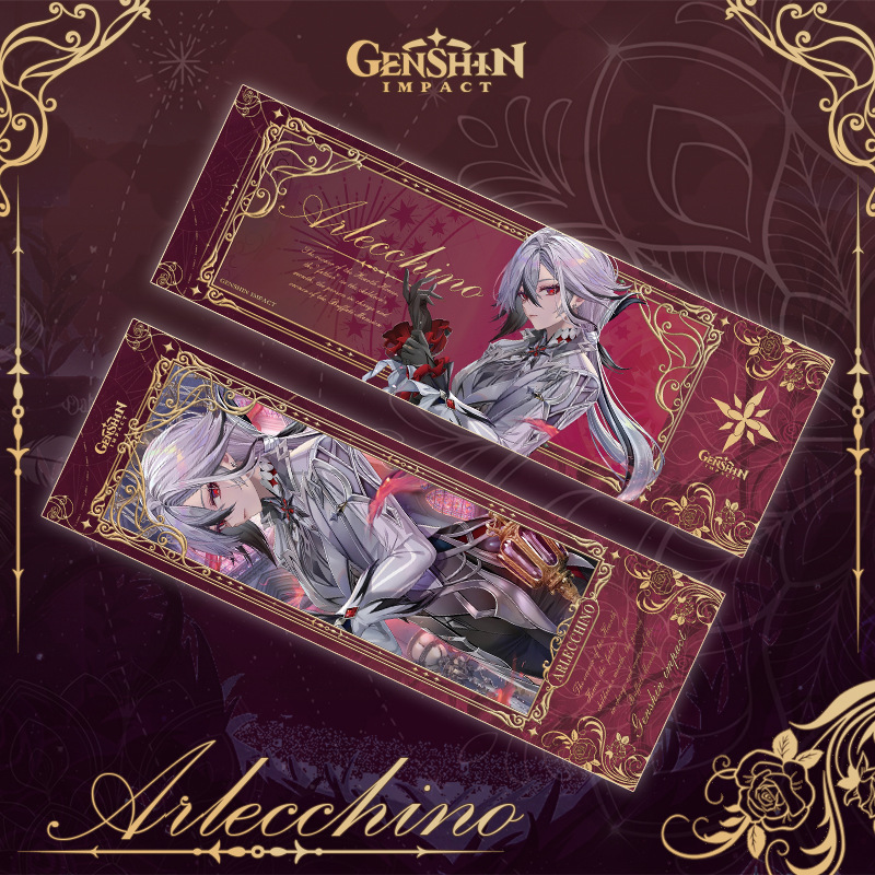 Genshin Impact Kleid Mädchen Laser Tickets Hutao Kokomi Arlecchino Furina Mona Stempeln Doppelseitiges Lesezeichen Sammlung Geschenke