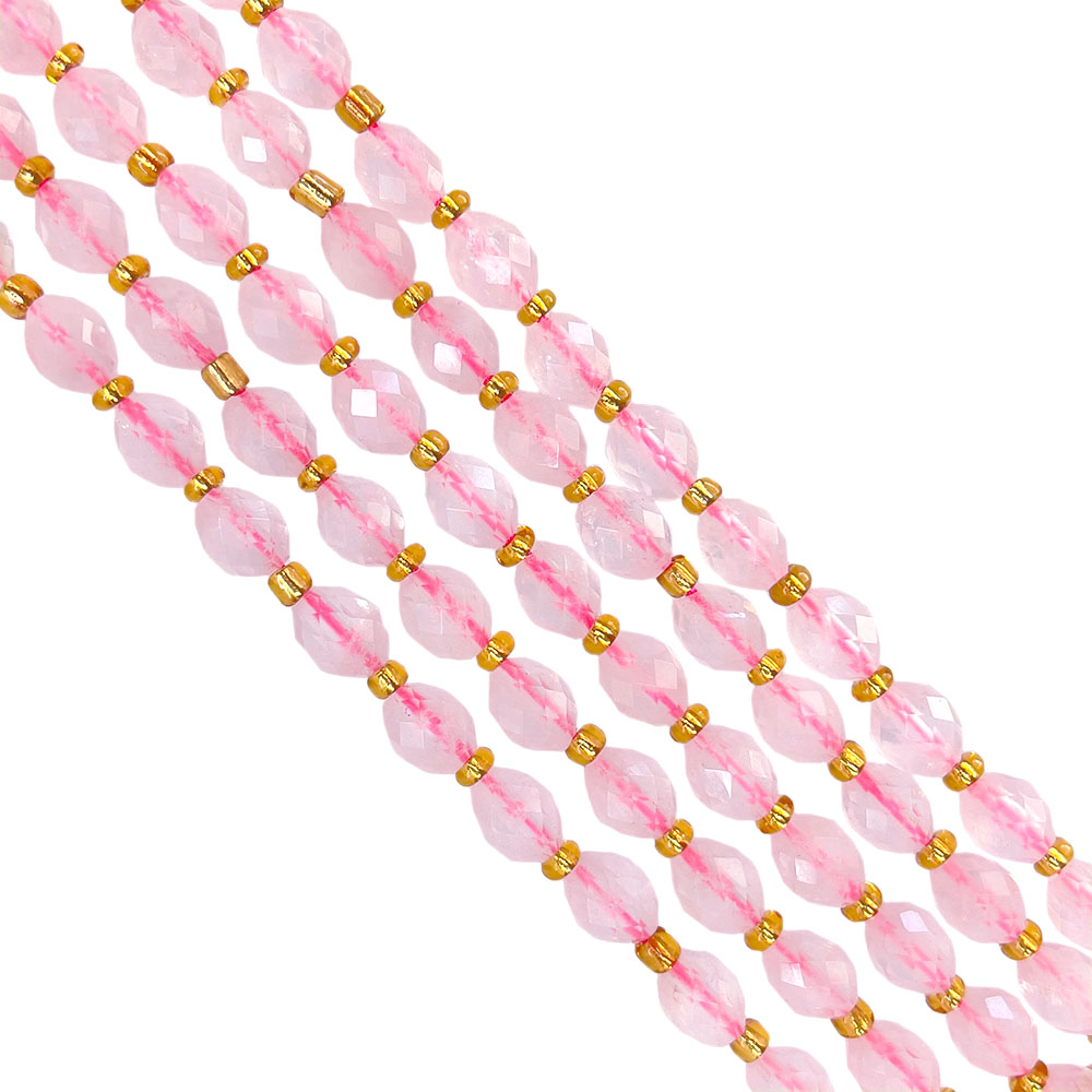 Batu Matahari kuarsa mawar alami bentuk telur 6x8mm manik-manik longgar segi empat batu permata alami pembuatan perhiasan manik kristal