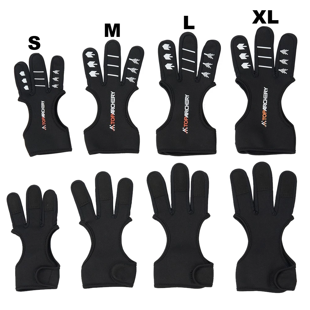 Protector de tiro con arco, guantes de neopreno para tiro con la yema del dedo, antideslizantes, transpirables, Protector de dedos para caza de 3 dedos, accesorio de caza