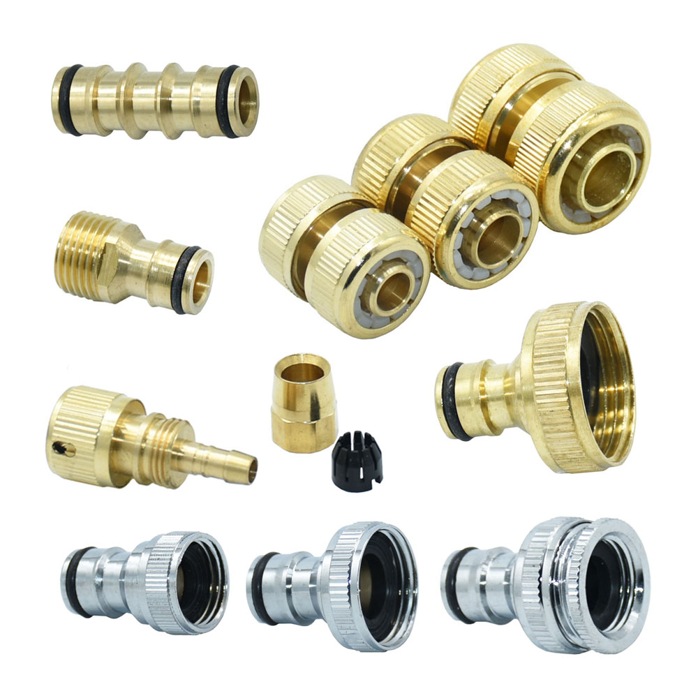Латунный быстроразъемный соединитель для ниппеля 16 мм, 1/2 дюйма, 3/4 дюйма, 1 дюйм, быстроразъемный соединитель для шланга с резьбой, автомойка, фитинг для садового ирригационного водяного пистолета