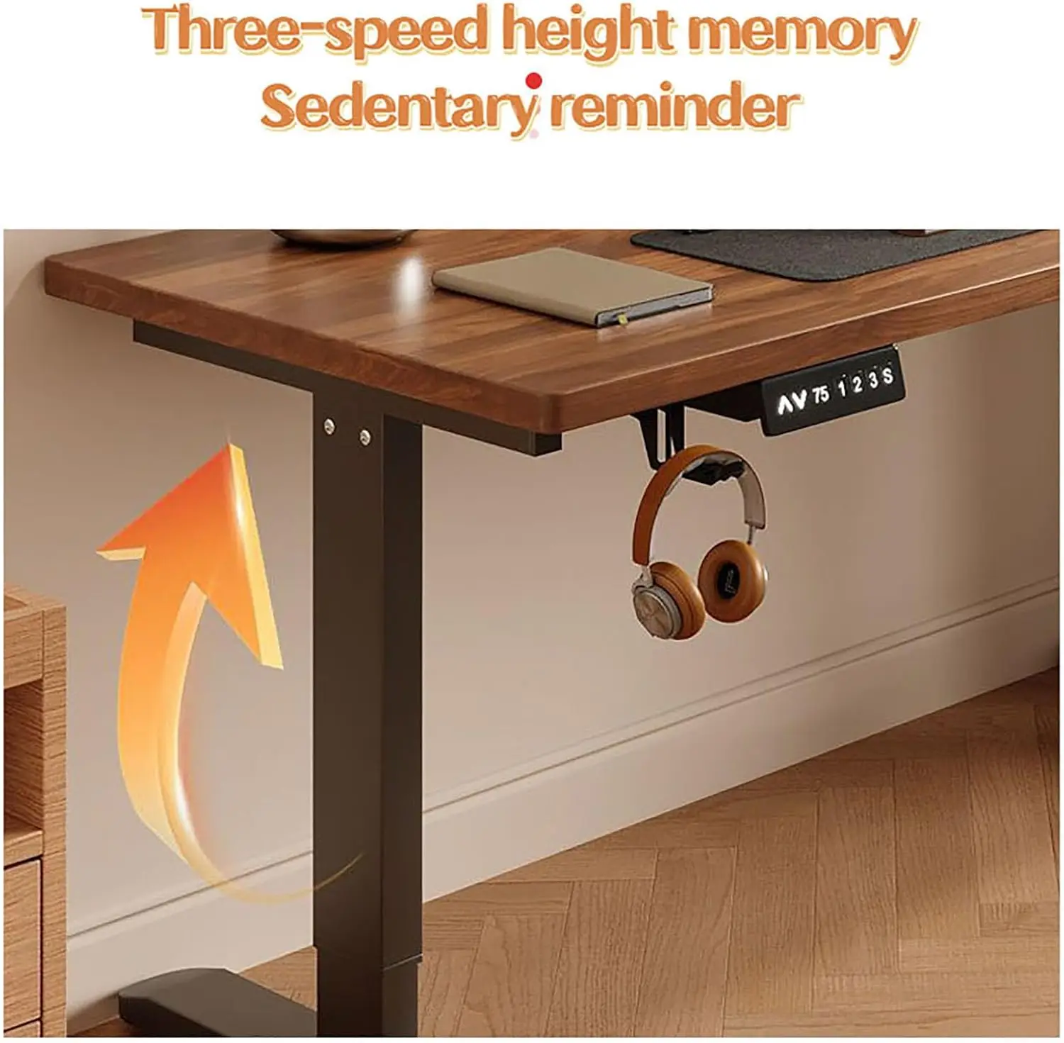 Solid wood Intelligent Electric Lifting Computer Desk,Modern Writing Gaming Desk Adjustable Height Work Study Desk Sturdy Frame 